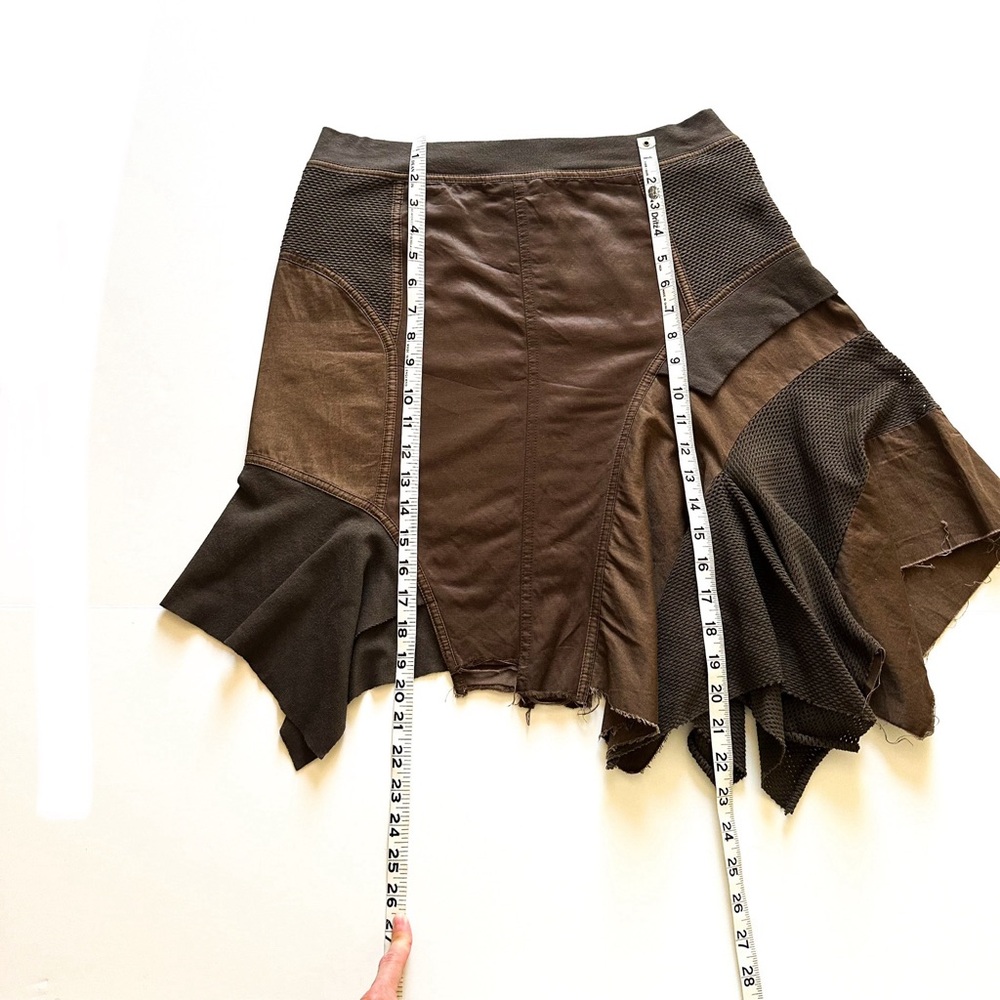 Vintage Plein Sud Rare Asymmetrical Multi Fabric & Texture Brown Skirt F40 /8 US - Picture 14 of 16
